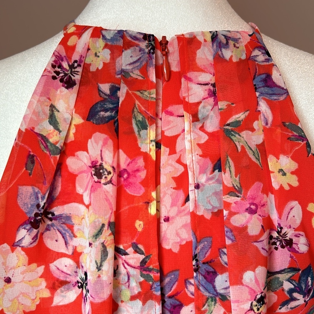 Beautiful NWOT Eliza J floral print, pleated halter dress Size 4 - Picture 6 of 7